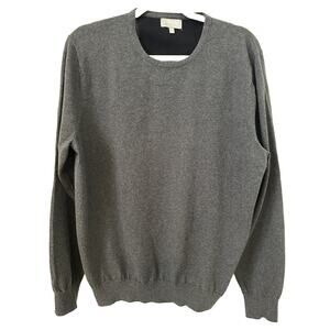 Hickey Freeman New York Mens Cotton Cashmere Sweater Size Large Gray Crew Neck
